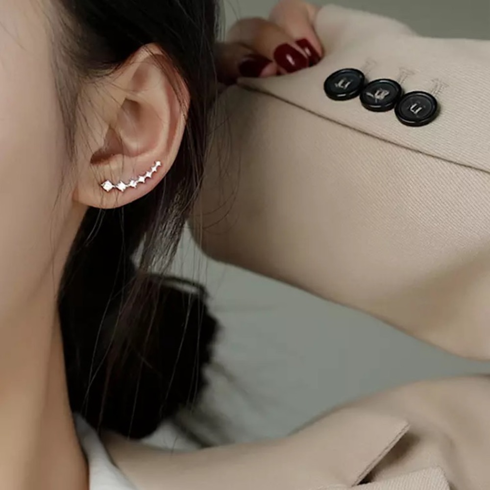 “Youth” Minimalist Diamond Climber/Crawler Boho Dainty Gold/Silver Cute Earrings